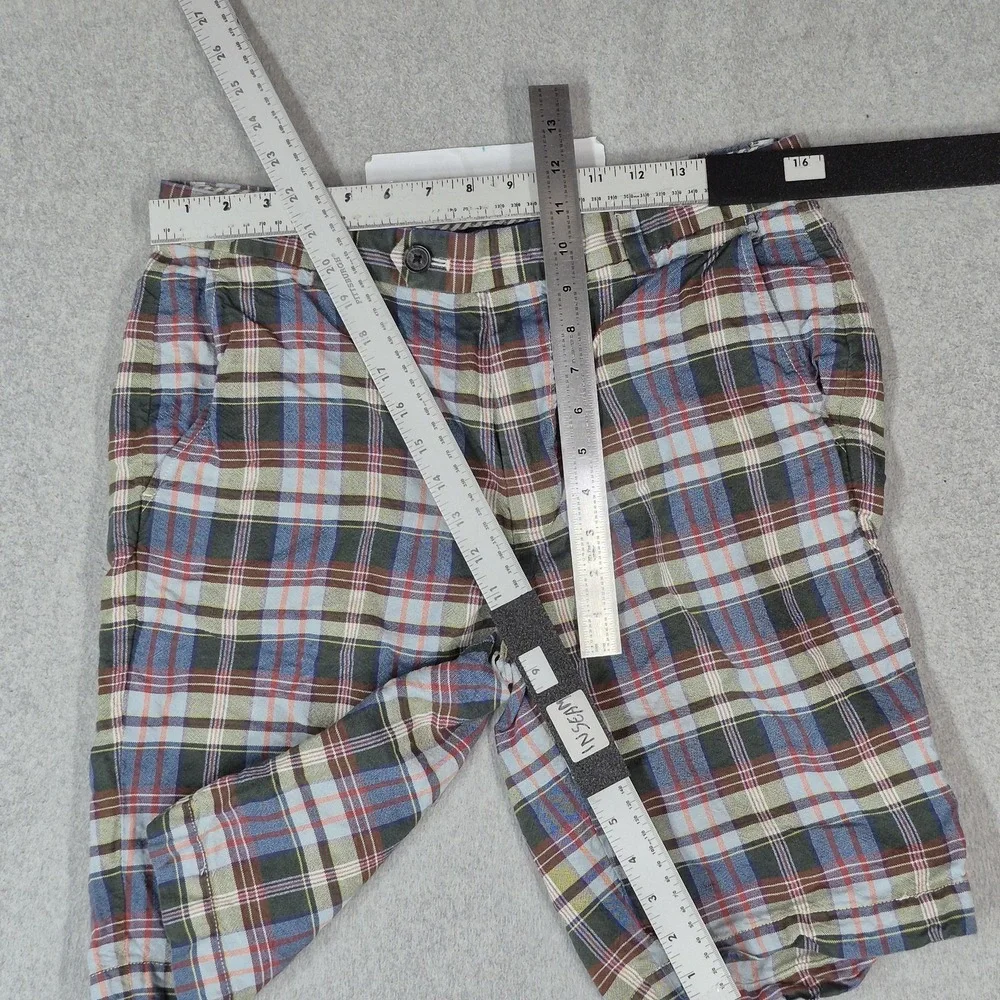 Brooks Brothers Men Shorts W38 Multicolor Cotton Linen Plaid Bermuda